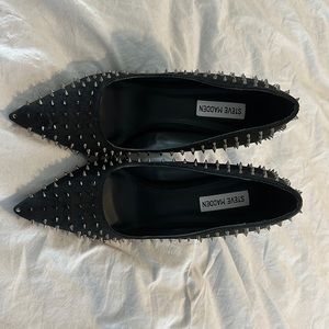 Beautiful worn only once Steve Madden black velvet pumps with spike studs.